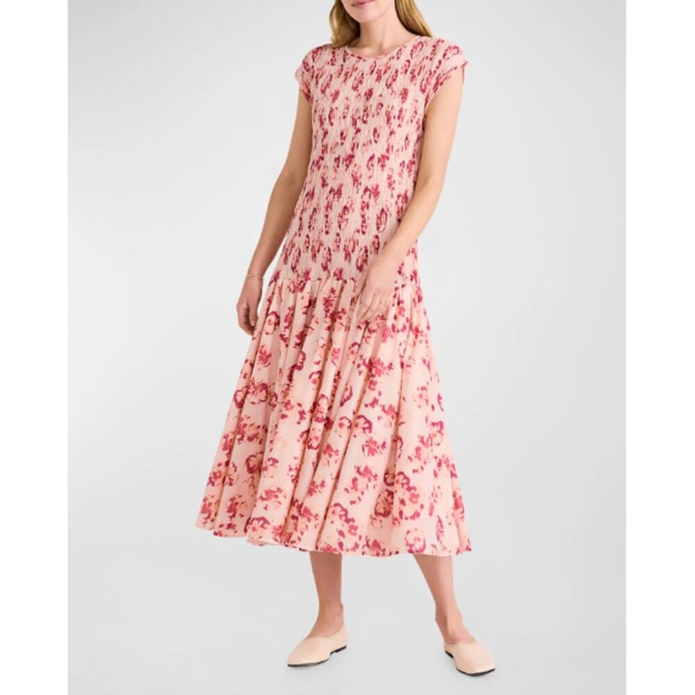 NWT Women's Merlette Stijl Midi Cotton Voile Dress in Orchid Ikat Floral size L